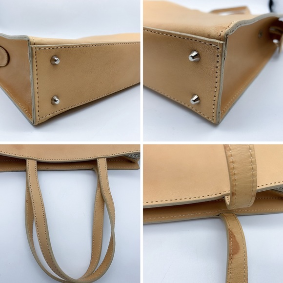 McQueen Top Zip Handbag Tote Leather Bag in Beige - Picture 15 of 16